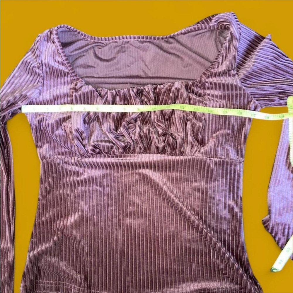NIB Shein Ribbed Crush Velvet Ruffled Bust Top M - Picture 8 of 9